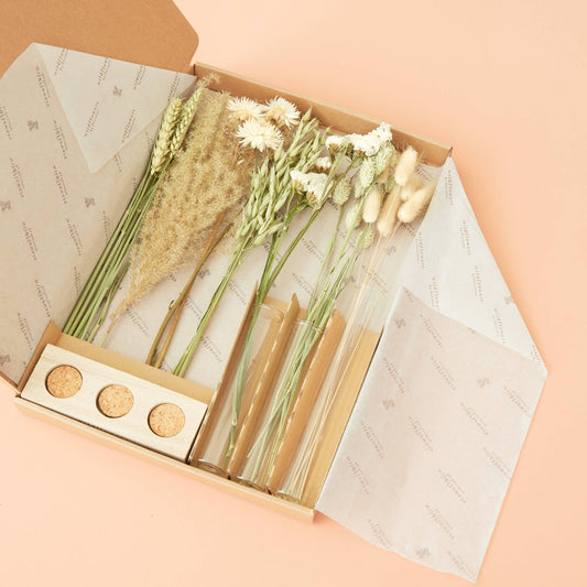 Trockenblumen Geschenkbox mit Vasen Nora - Natur