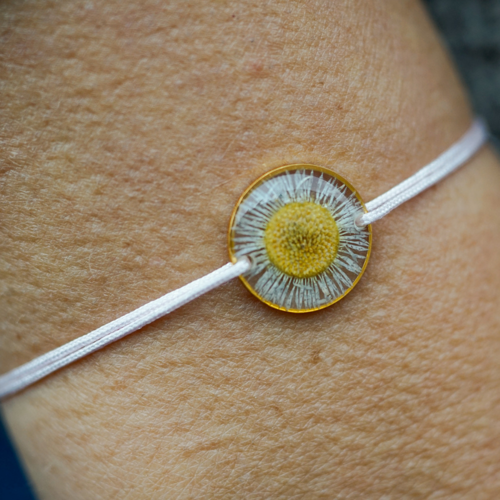 Gänseblümchen Armband - hellrosa Band