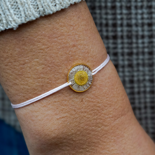 Gänseblümchen Armband - hellrosa Band