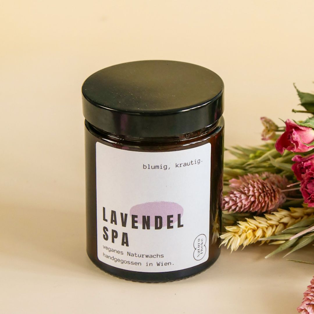 Lavendel Kerze im Tiegel + Geschenkbox
