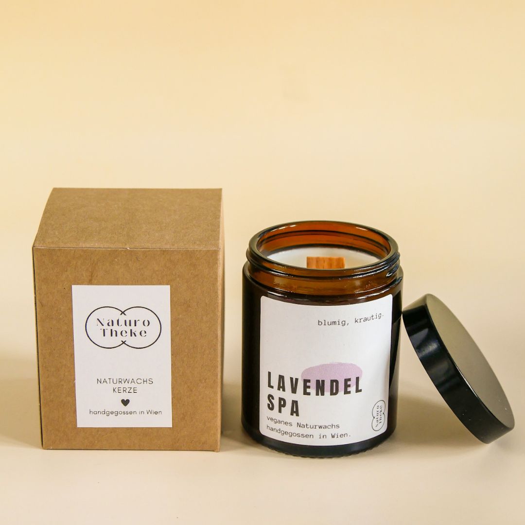 Lavendel Kerze im Tiegel + Geschenkbox