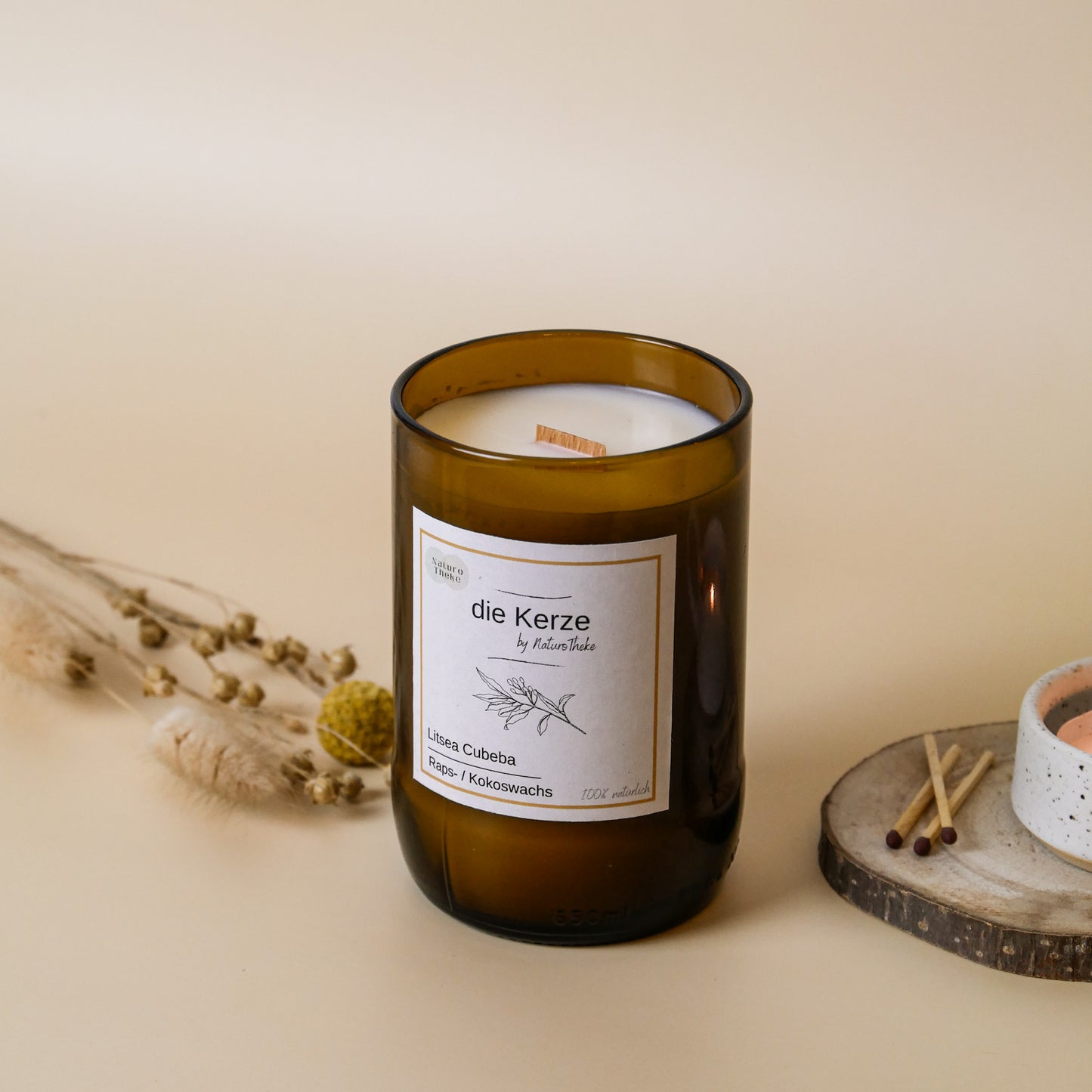 Kerze in Weinflasche - Litsea Cubeba