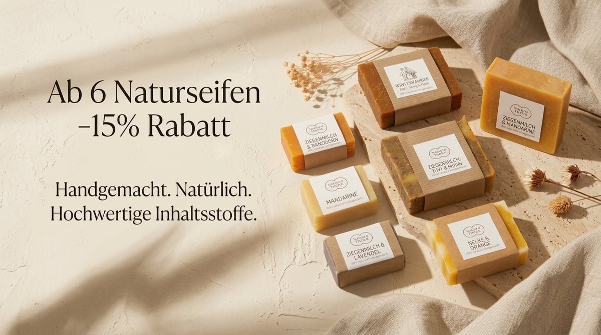 Du willst Naturseifen direkt aus Wien ausprobieren? Ab 6 Seifen 15 % Rabatt auf die gesamte Bestellung. 100 % natürlich, handgemacht, ohne Mikroplastik, mit Liebe aus Wien.