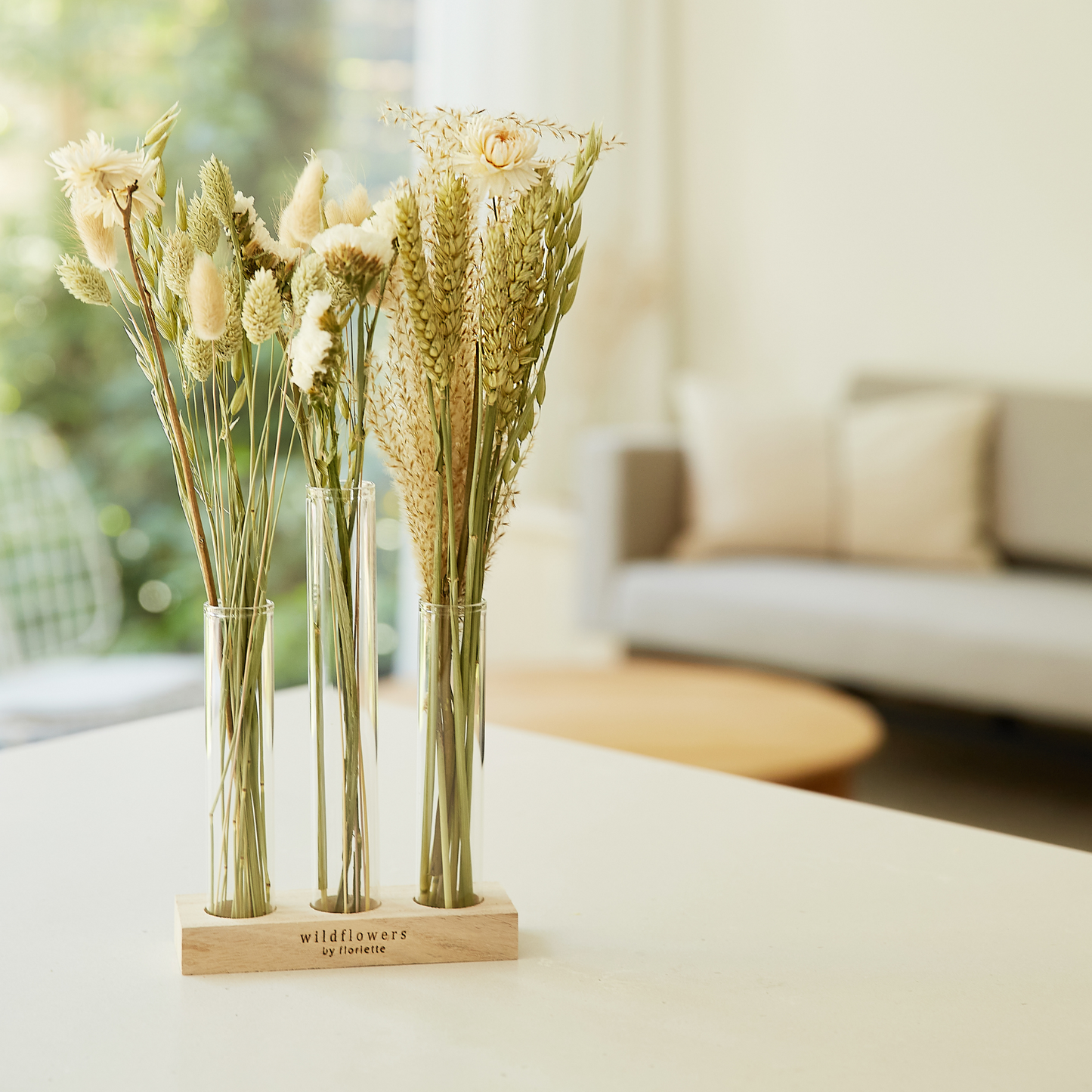Trockenblumen Geschenkbox mit Vasen Nora - Natur