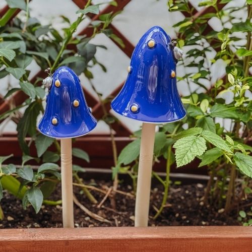 keramik pilz dunkelblau