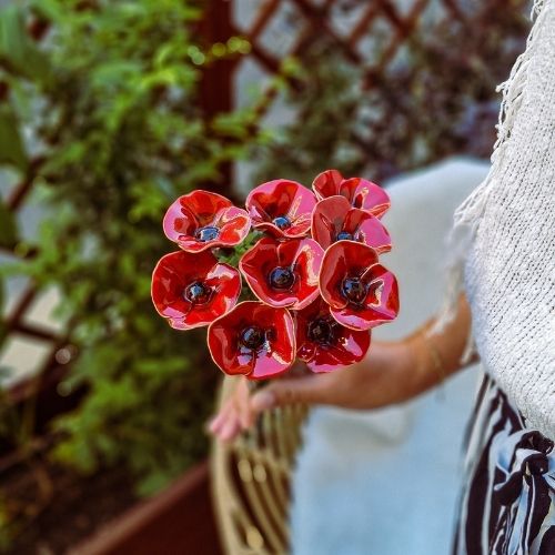 rote Mohnblumen Strauß